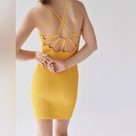 Urban Outfitters Orange Knit Tyra Strappy Back Sleeveless Mini Dress XS - Picture 8 of 9